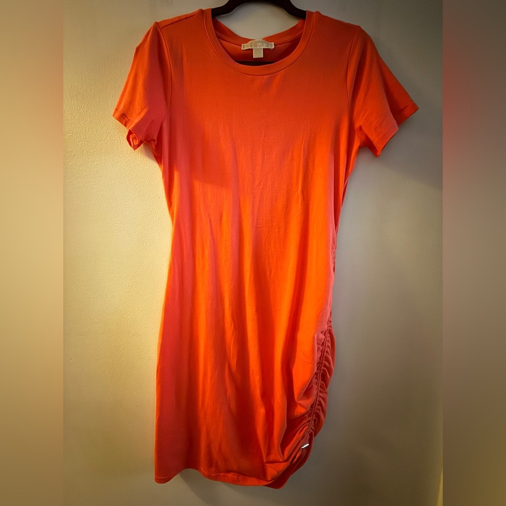 Michael Kors Vibrant Orange Ruched Dress US Size M